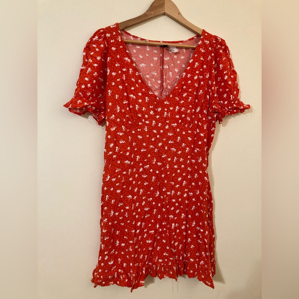 Red Floral Mini Dress